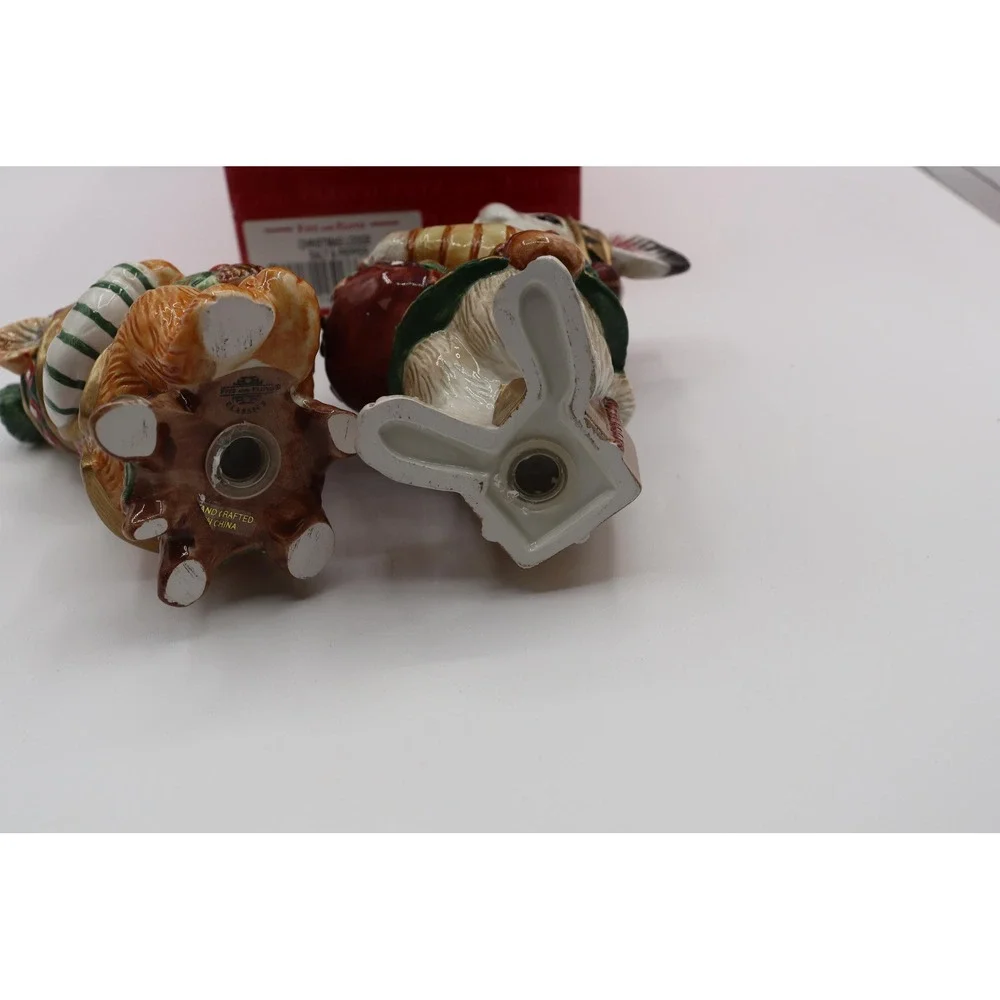Vintage Fitz & Floyd Christmas Lodge S/P Shakers Original Box *See Description*